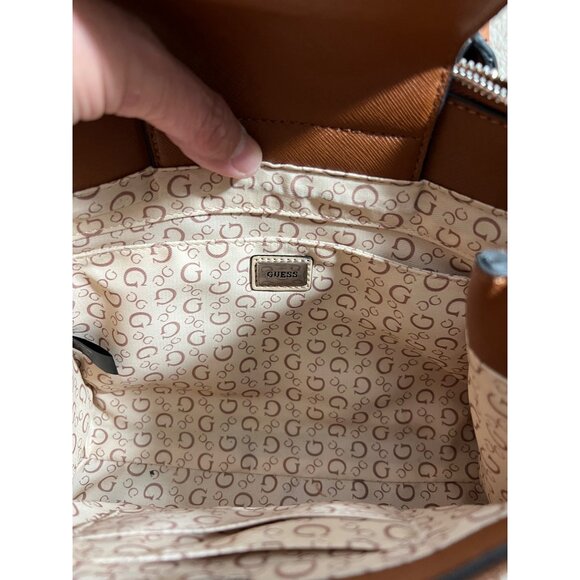 Guess Los Angeles Brown Faux Leather Crossbody Handbag With Detachable Strap - Picture 12 of 14